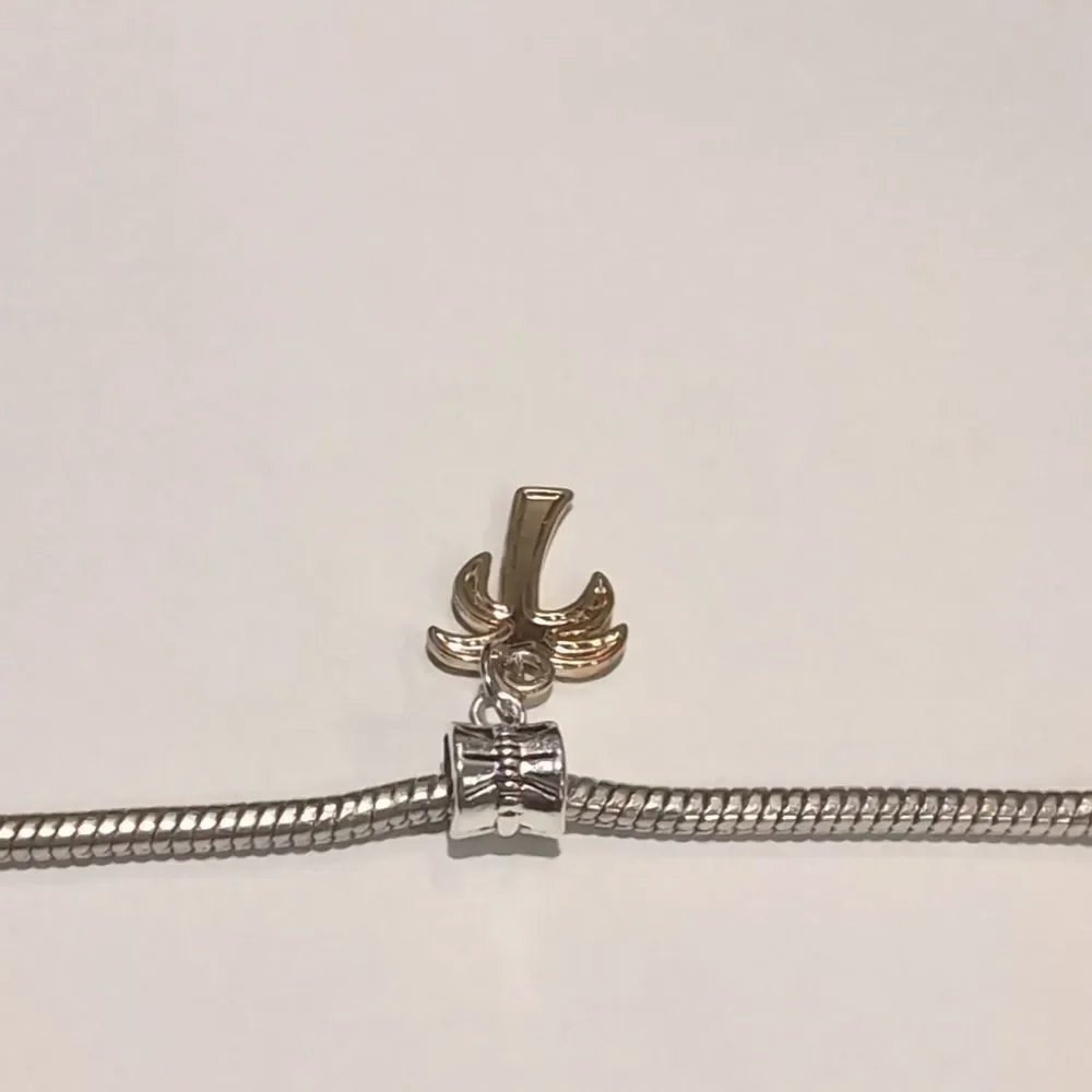 Silver Gold Palm Tree Enamel Dangle Charm for‎ Pandora Style Bracelet - Picture 3 of 4